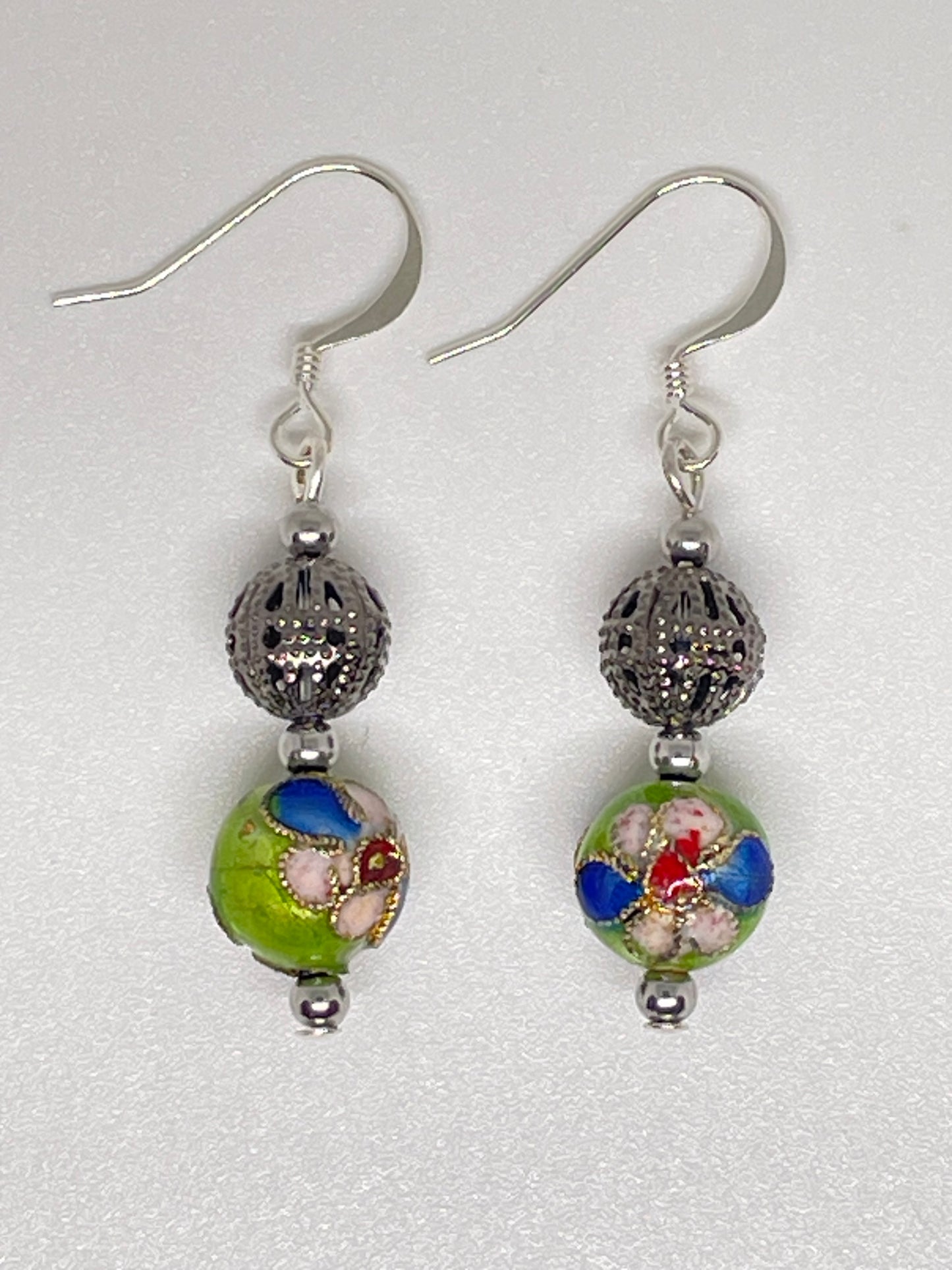 Green Cloisonne Earrings