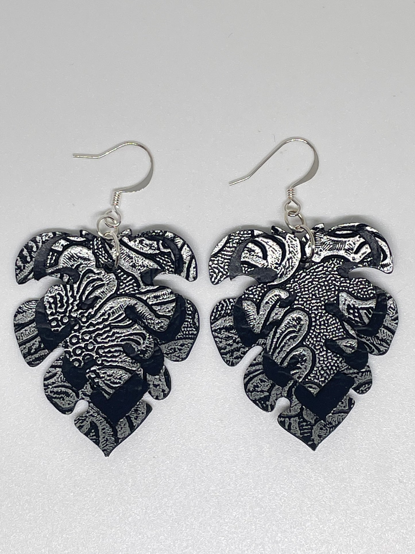Faux Leather Monstera Shaped Earrings
