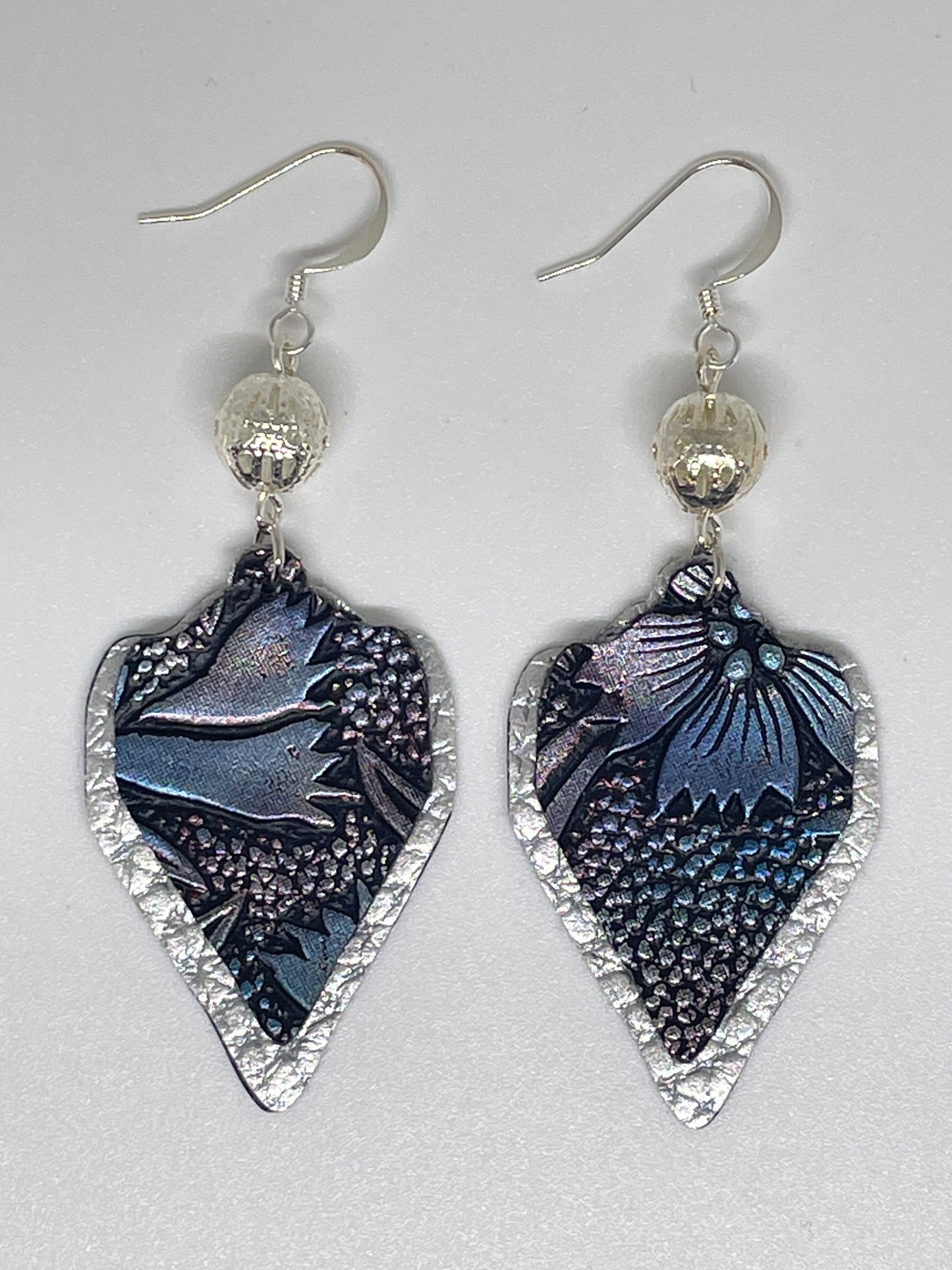 Faux Leather Earrings with Filigree Bead