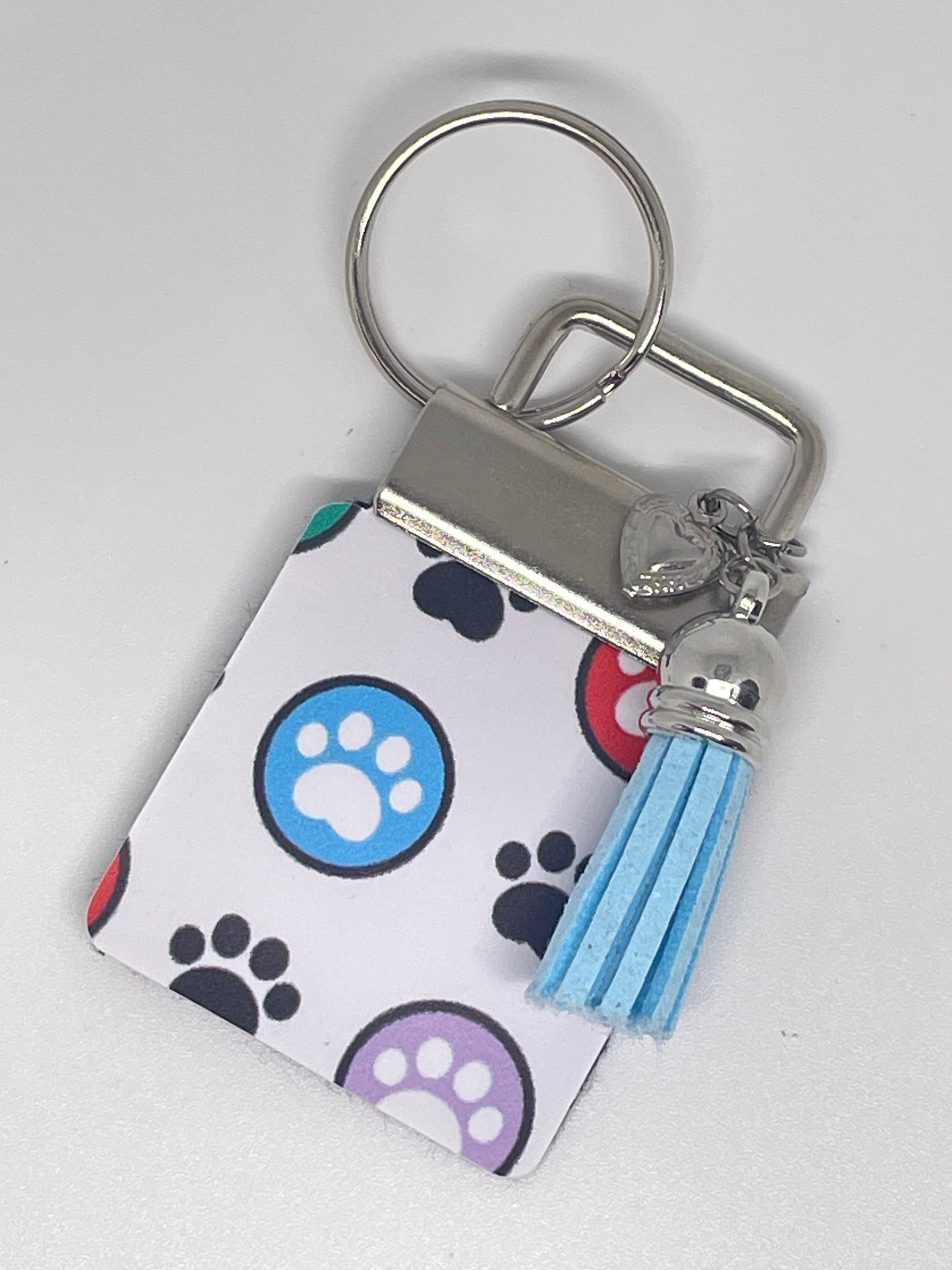 Paw Print Faux Leather Keyring