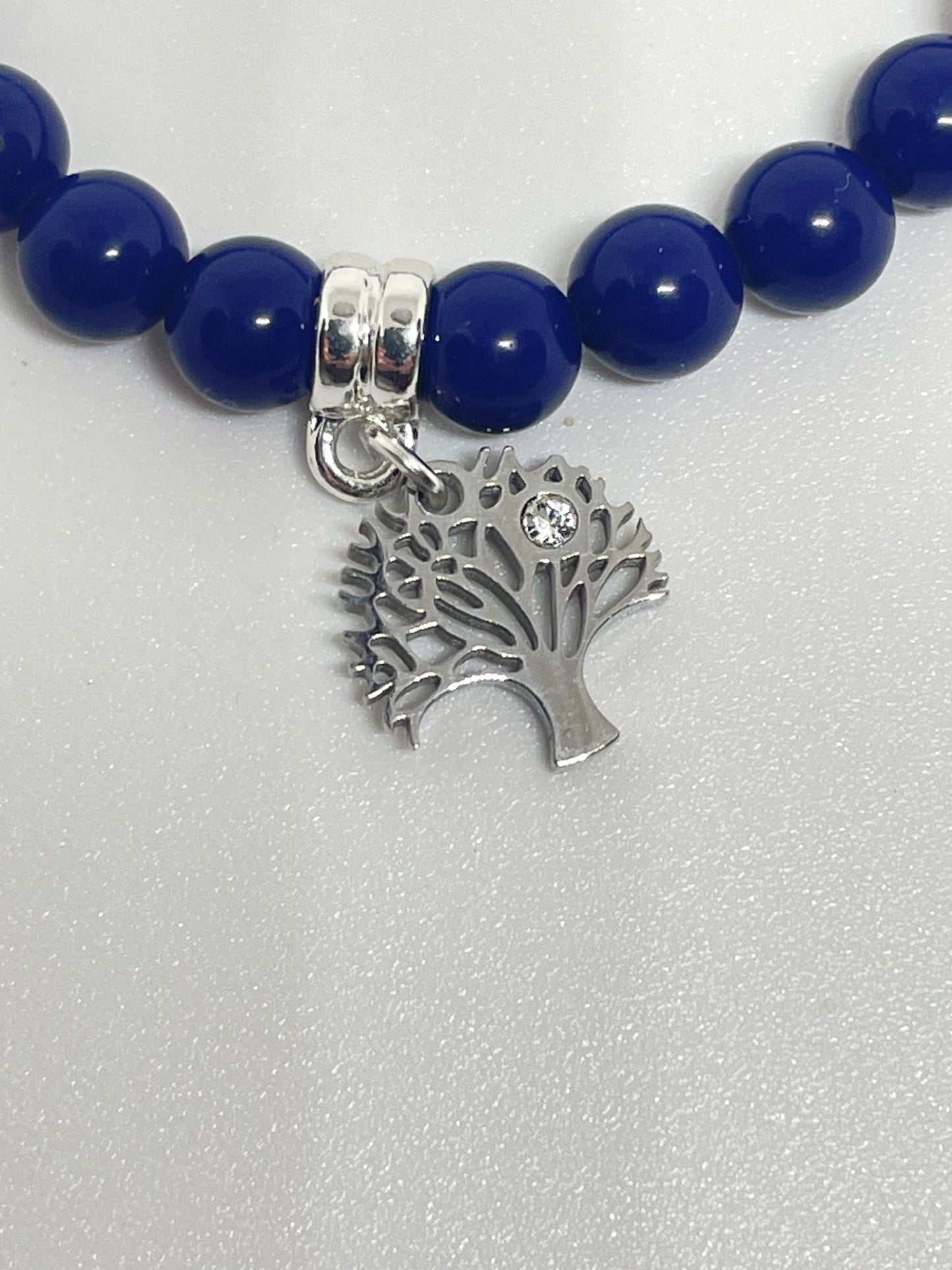 Lapis Lazuli Beaded Bracelet with Tree of Life Charm