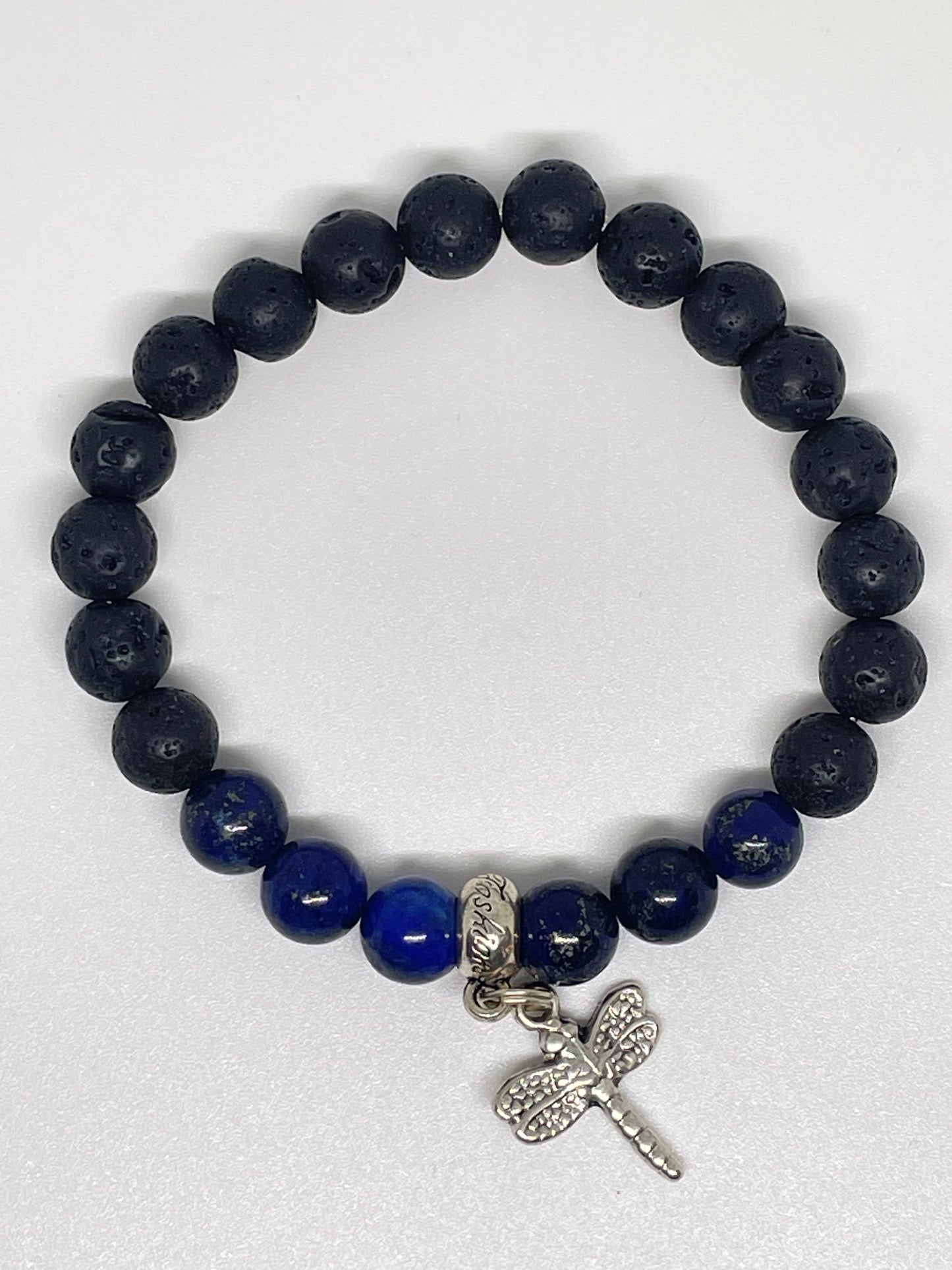 Lapis Lazuli Beaded Bracelet with Dragonfly Charm