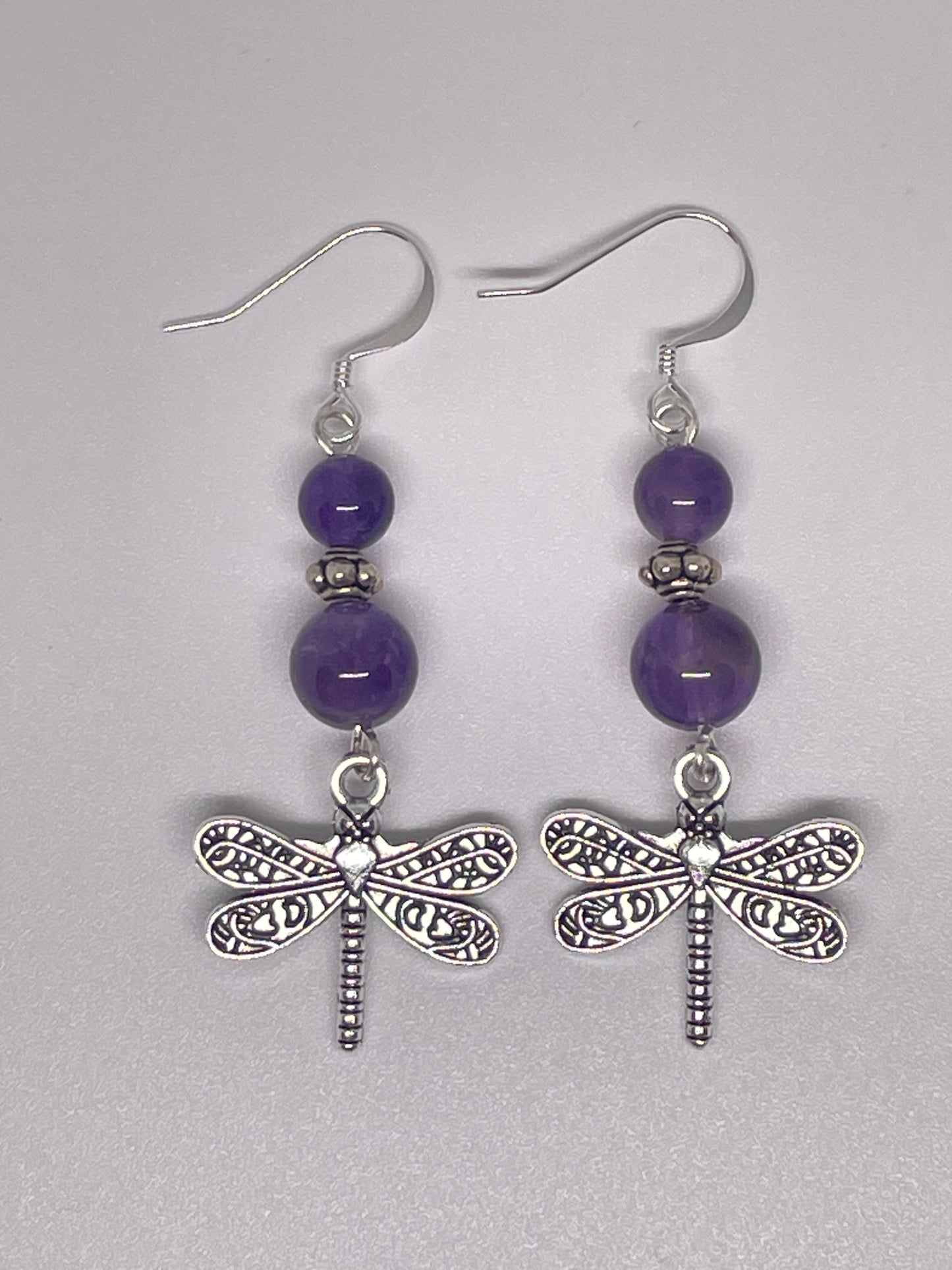 Amethyst Dragonfly Earrings