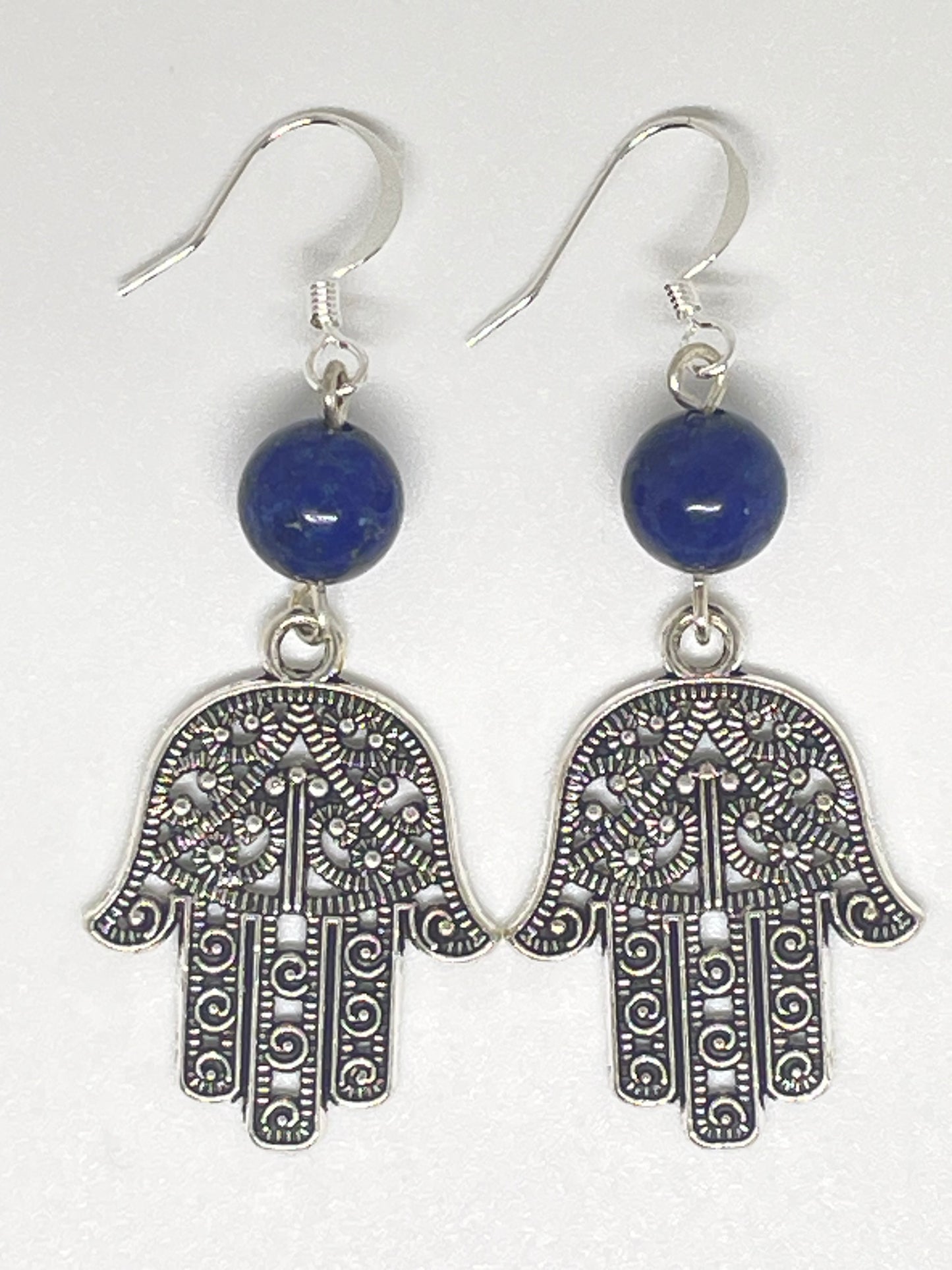 Fatima's Hand and Lapis Lazuli Earrings