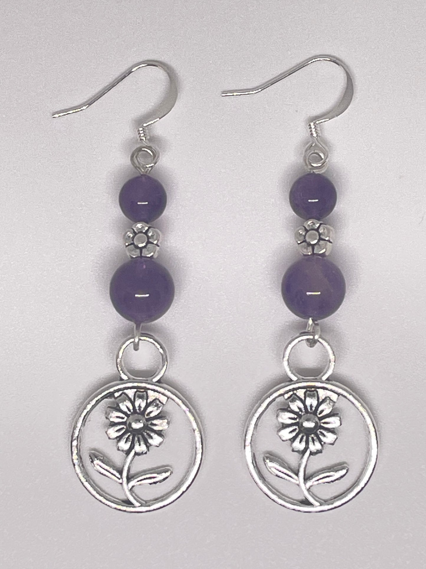 Amethyst Flower Earrings