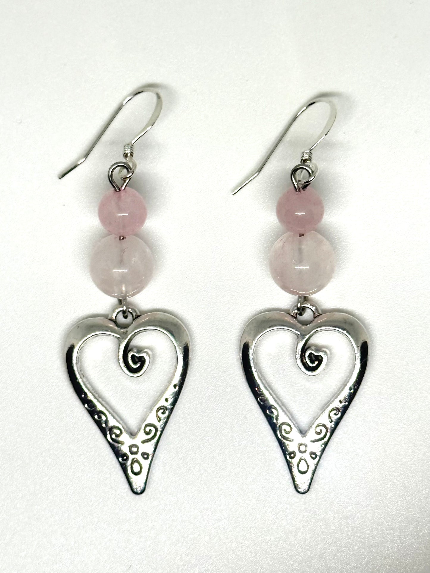 Rose Quartz Heart Earrings