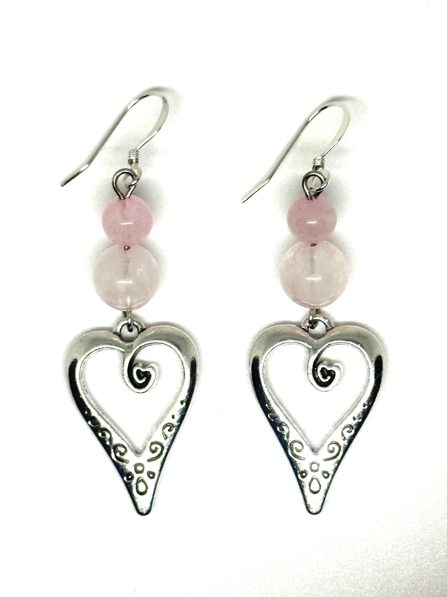 Rose Quartz Heart Earrings