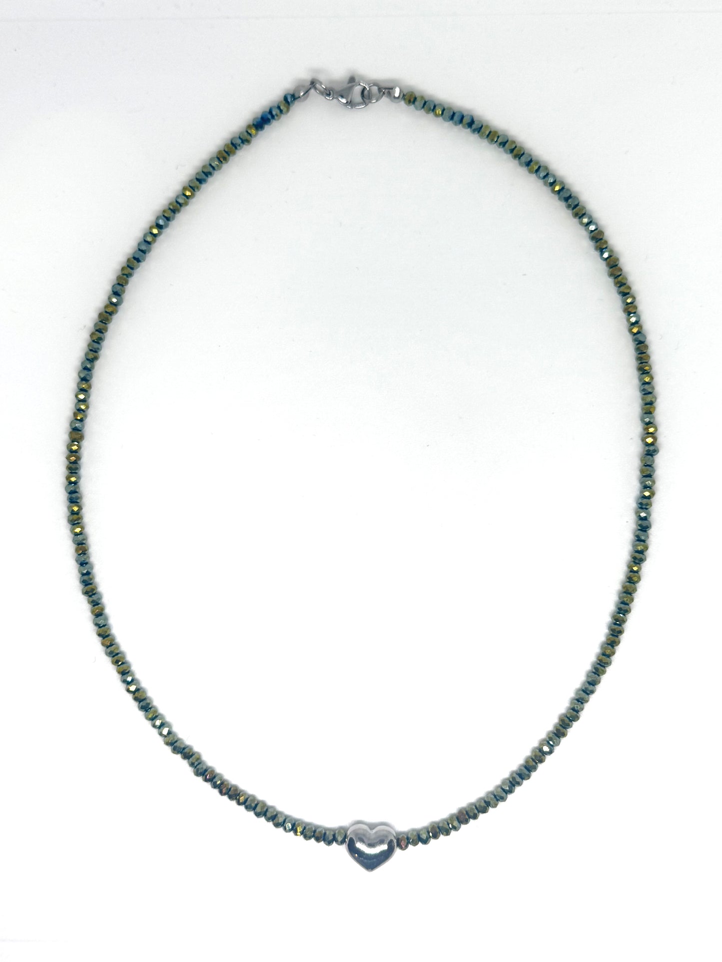 Beaded Necklace with Stainless Steel Heart