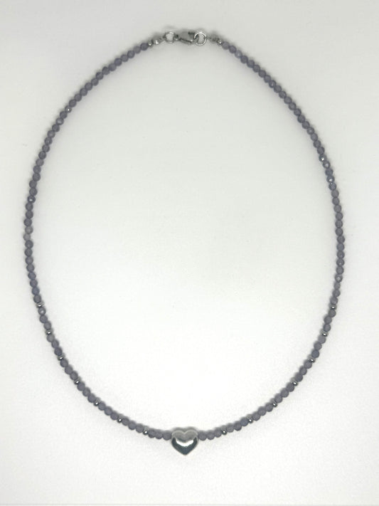 Beaded Necklace with Stainless Steel Heart