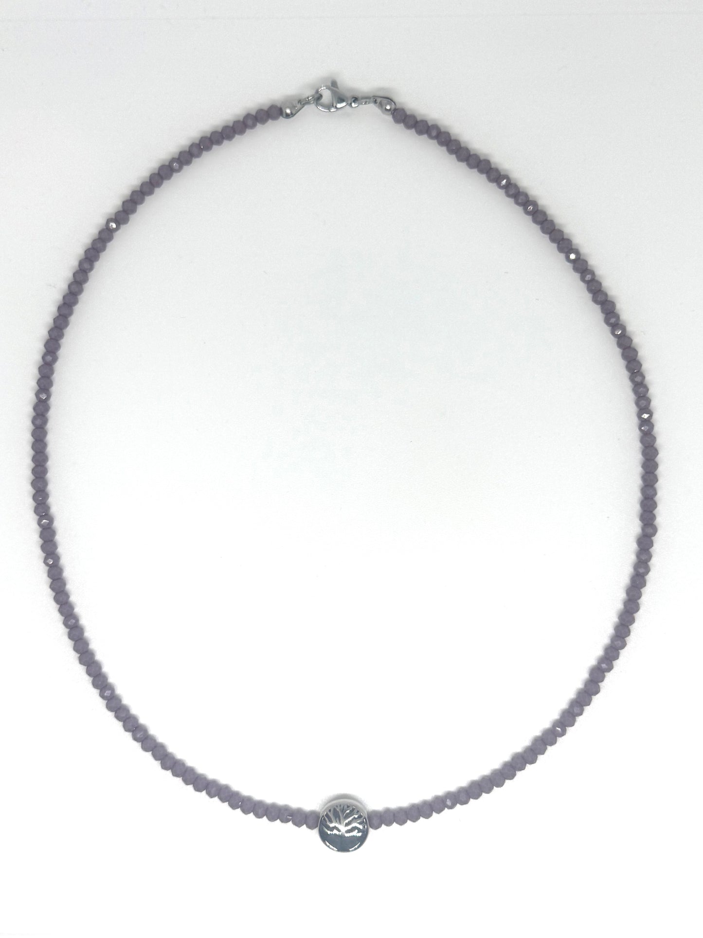 Beaded Necklace with Stainless Steel Tree Of Life Feature Bead