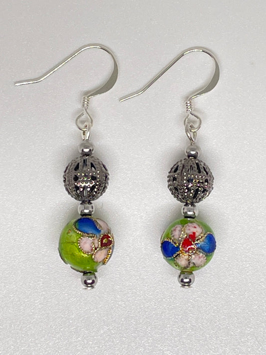 Green Cloisonne Earrings