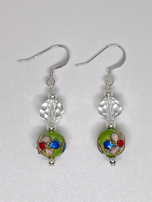 Green Cloisonne Earrings