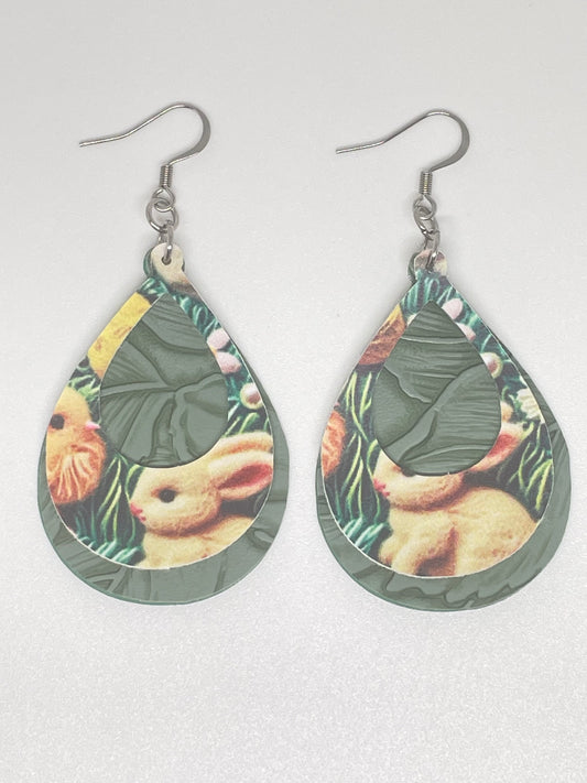 Faux Leather Easter Earrings