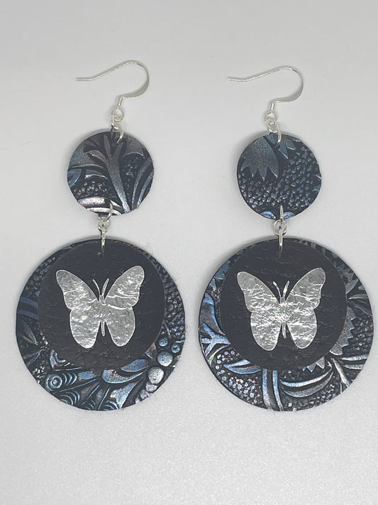 Faux Leather Double Circle Earrings
