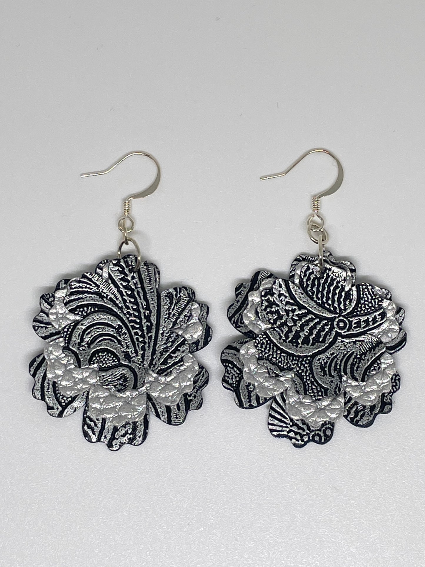 Faux Leather Flower Shaped Earrings