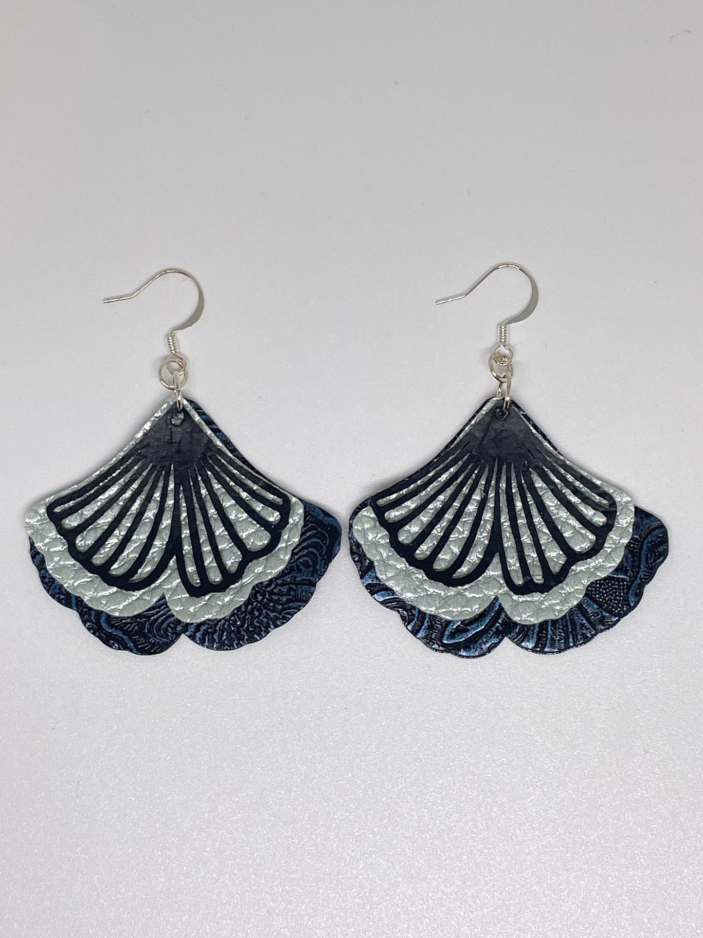 Faux Leather Ginkgo Shaped Earrings