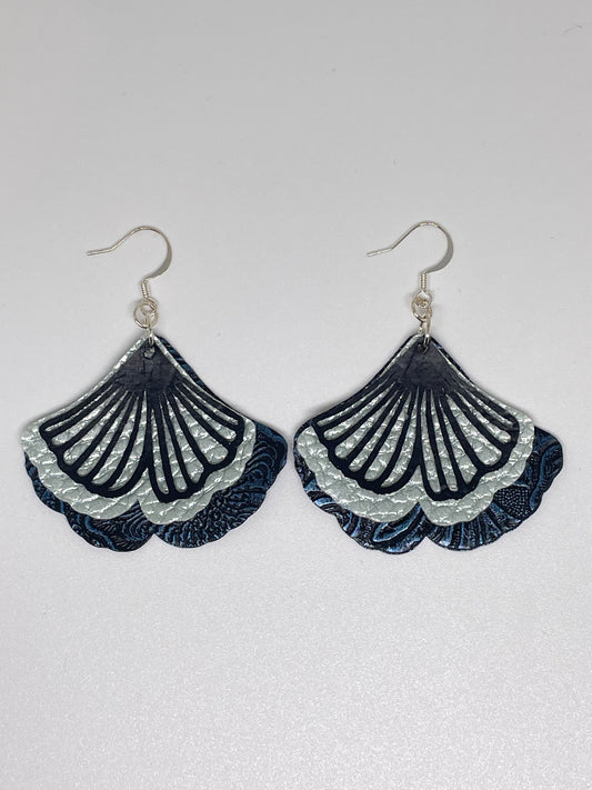 Faux Leather Ginkgo Shaped Earrings