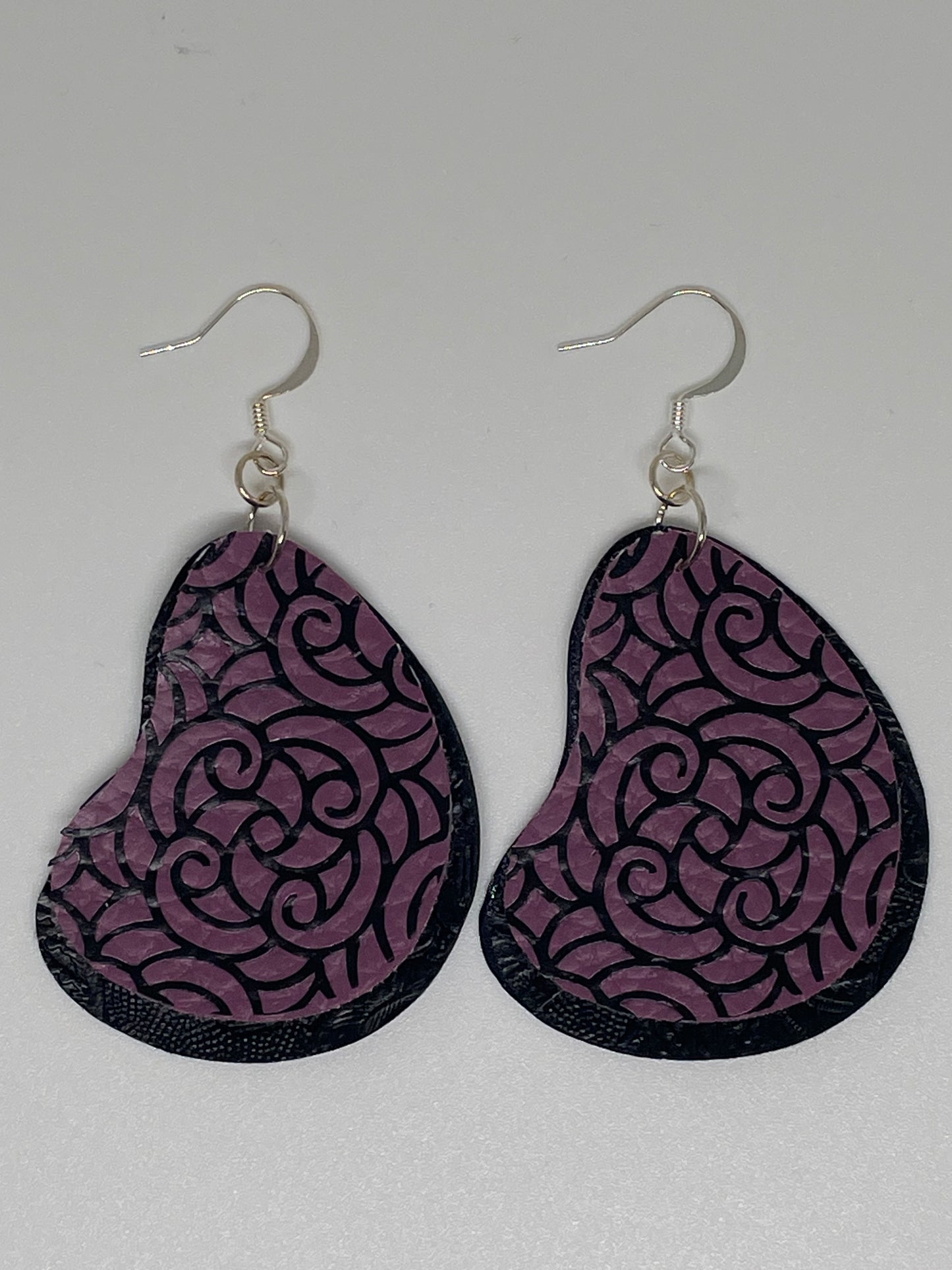 Layered Faux Leather Earrings with Swirl Design