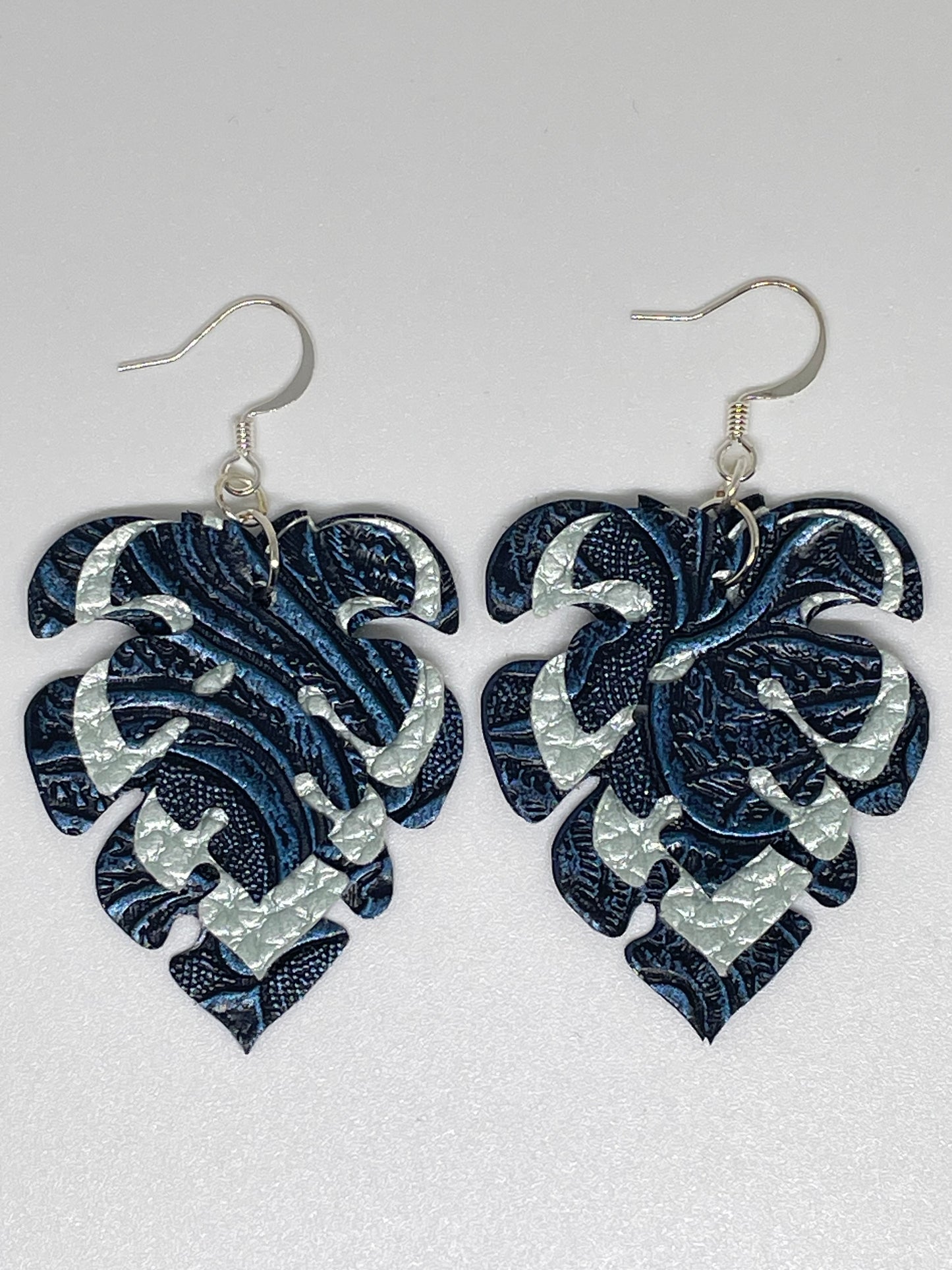 Faux Leather Monstera Shaped Earrings