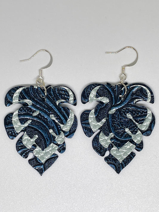 Faux Leather Monstera Shaped Earrings