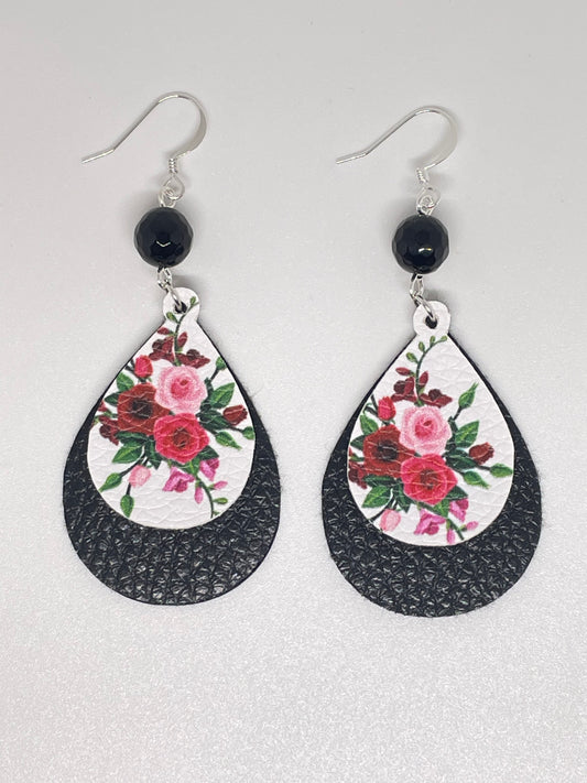 Faux Leather Double Layer Drop Earrings