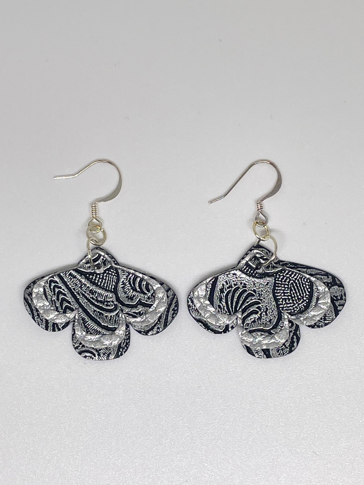 Faux Leather Upside Flower Shaped Earrings