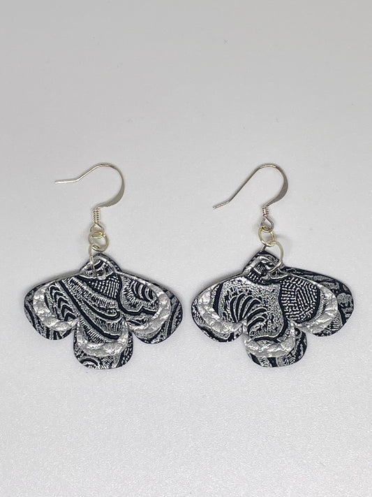 Faux Leather Upside Flower Shaped Earrings