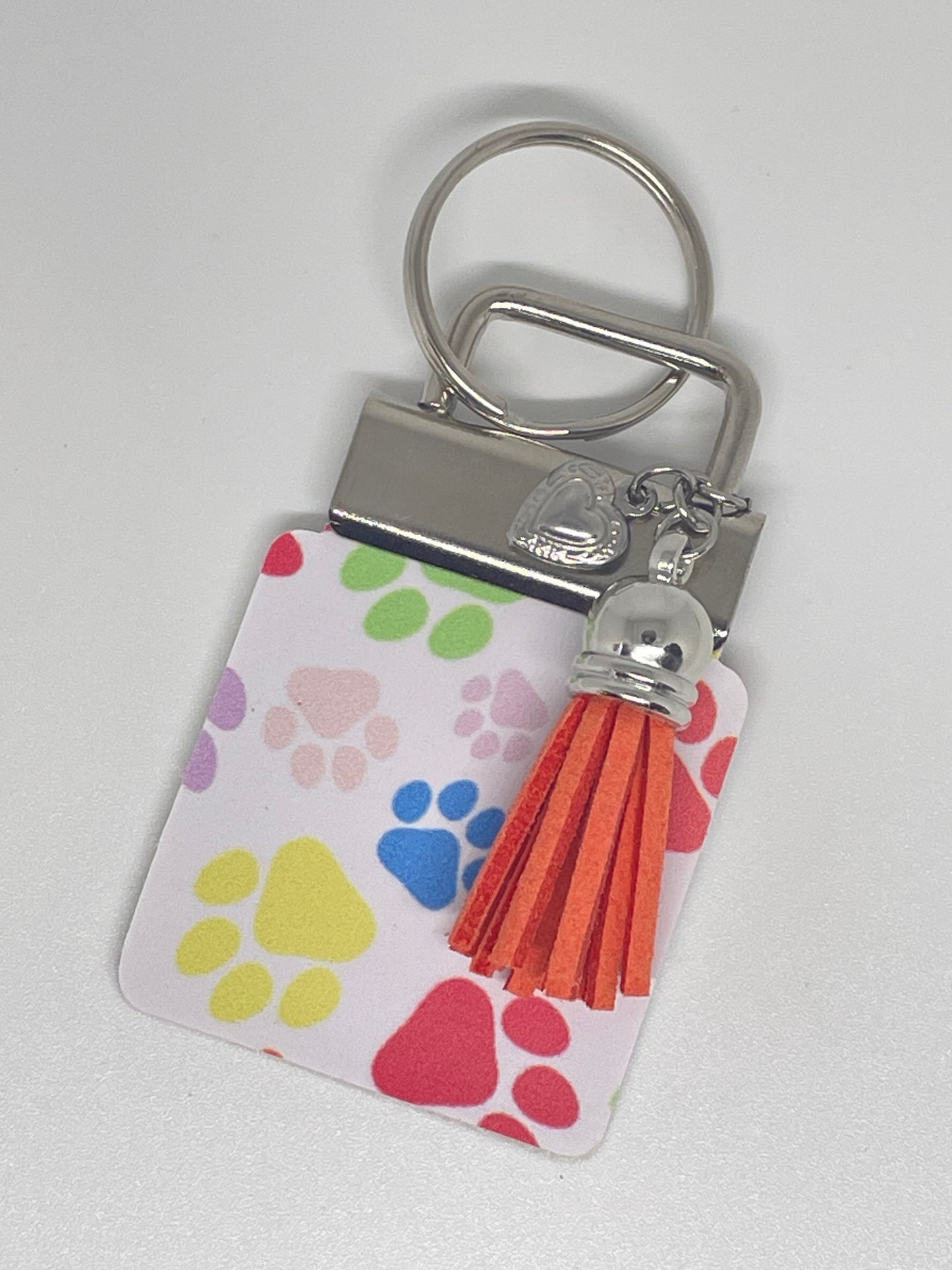 Paw Print Faux Leather Keyring