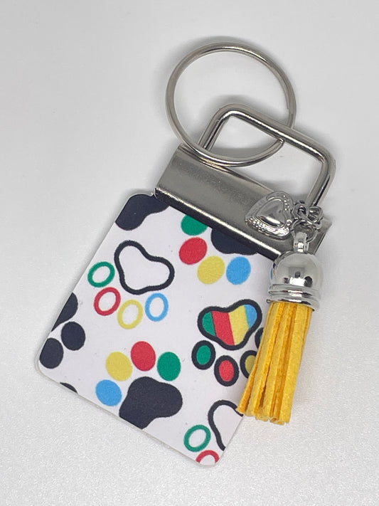 Paw Print Faux Leather Keyring