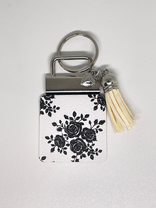 Faux Leather Flower Keyring