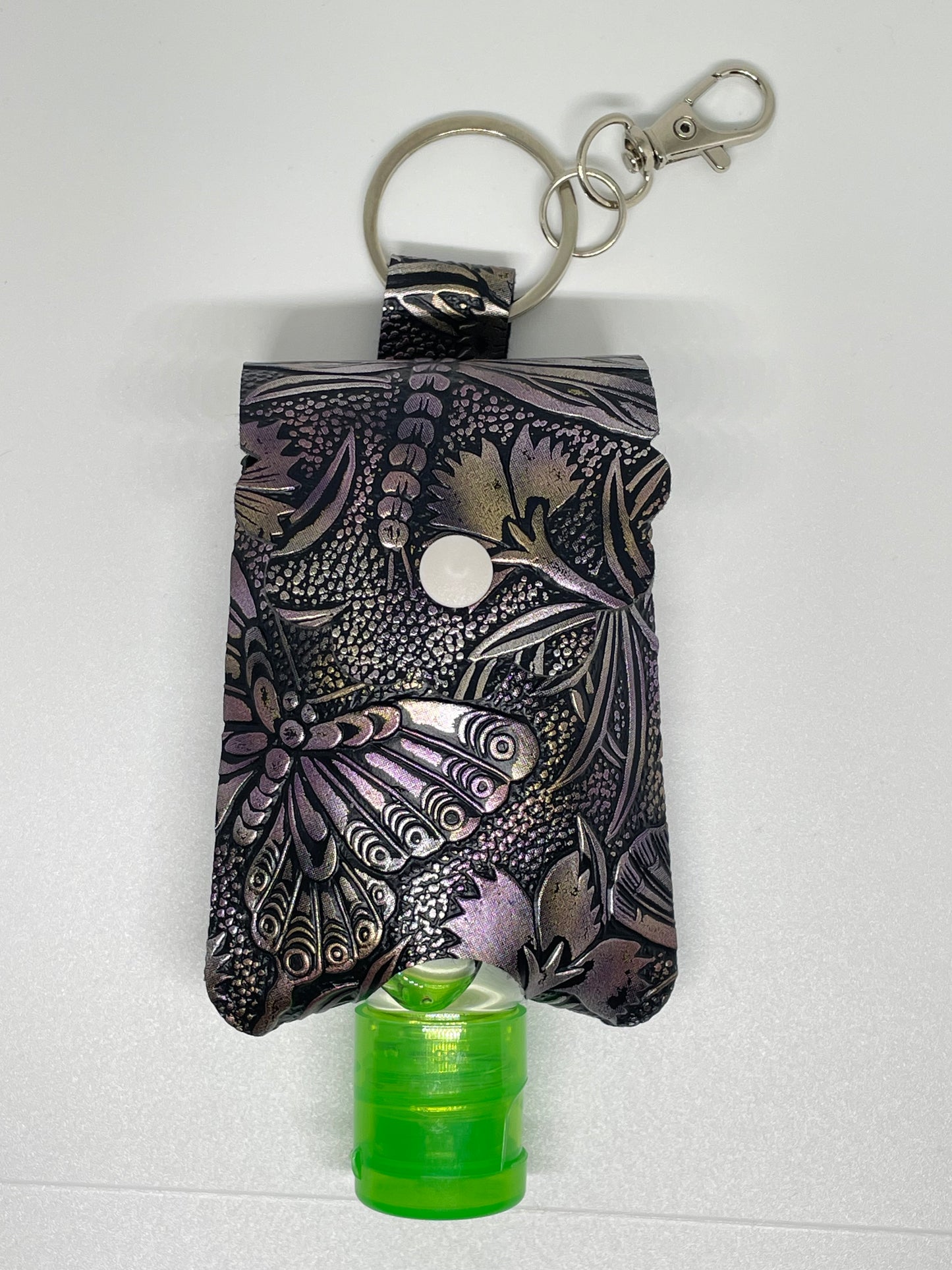 Sanitiser Holder with Purple/Gold Dragonfly Design