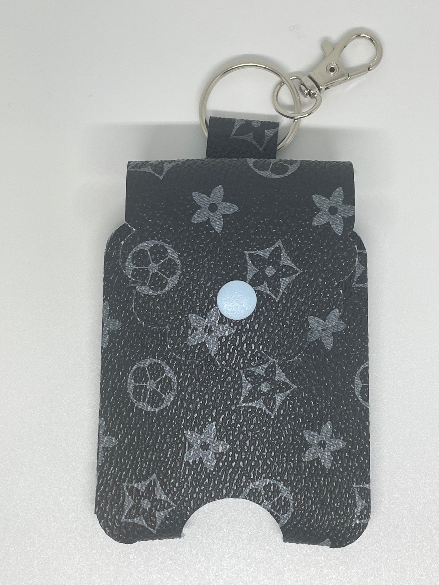 Sanitiser Holder Darkk Grey with Light Grey Flowers