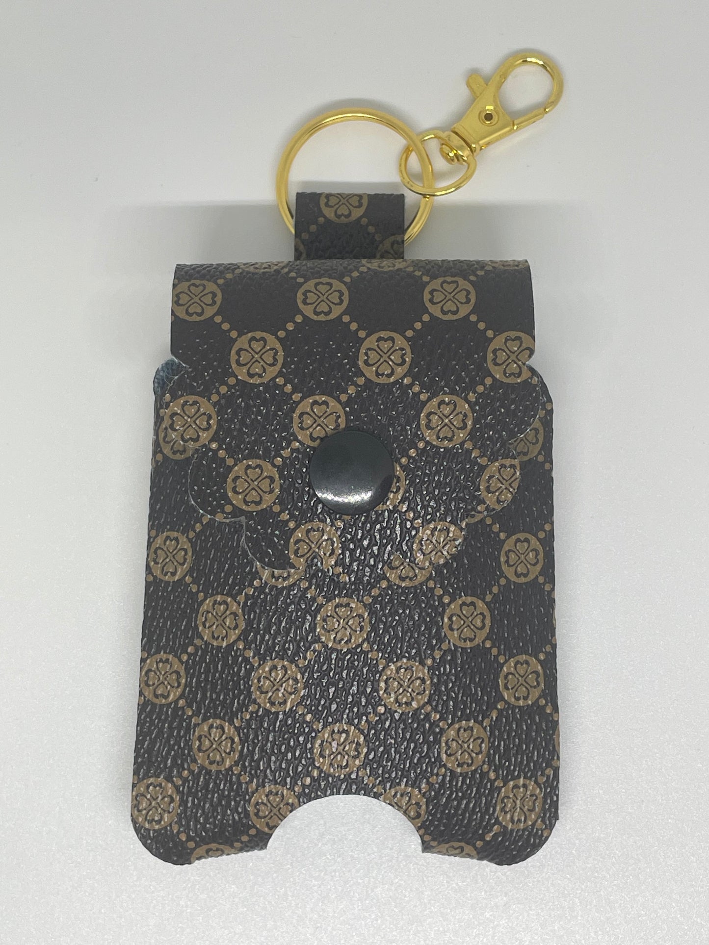 Sanitiser Holder Creme & Brown Pattern