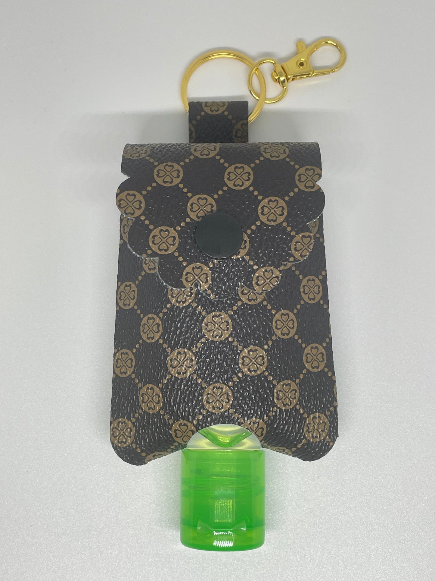 Sanitiser Holder Creme & Brown Pattern