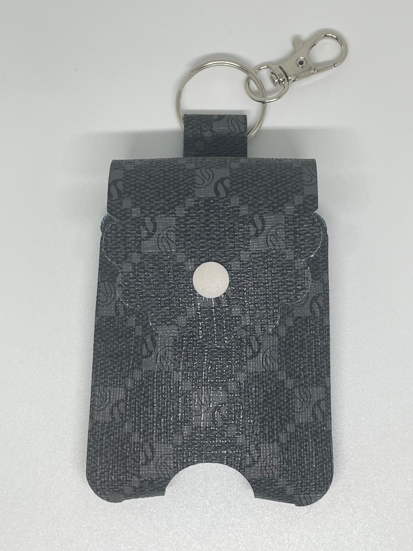 Faux Leather Sanitise Holder Light & Dark Grey Pattern