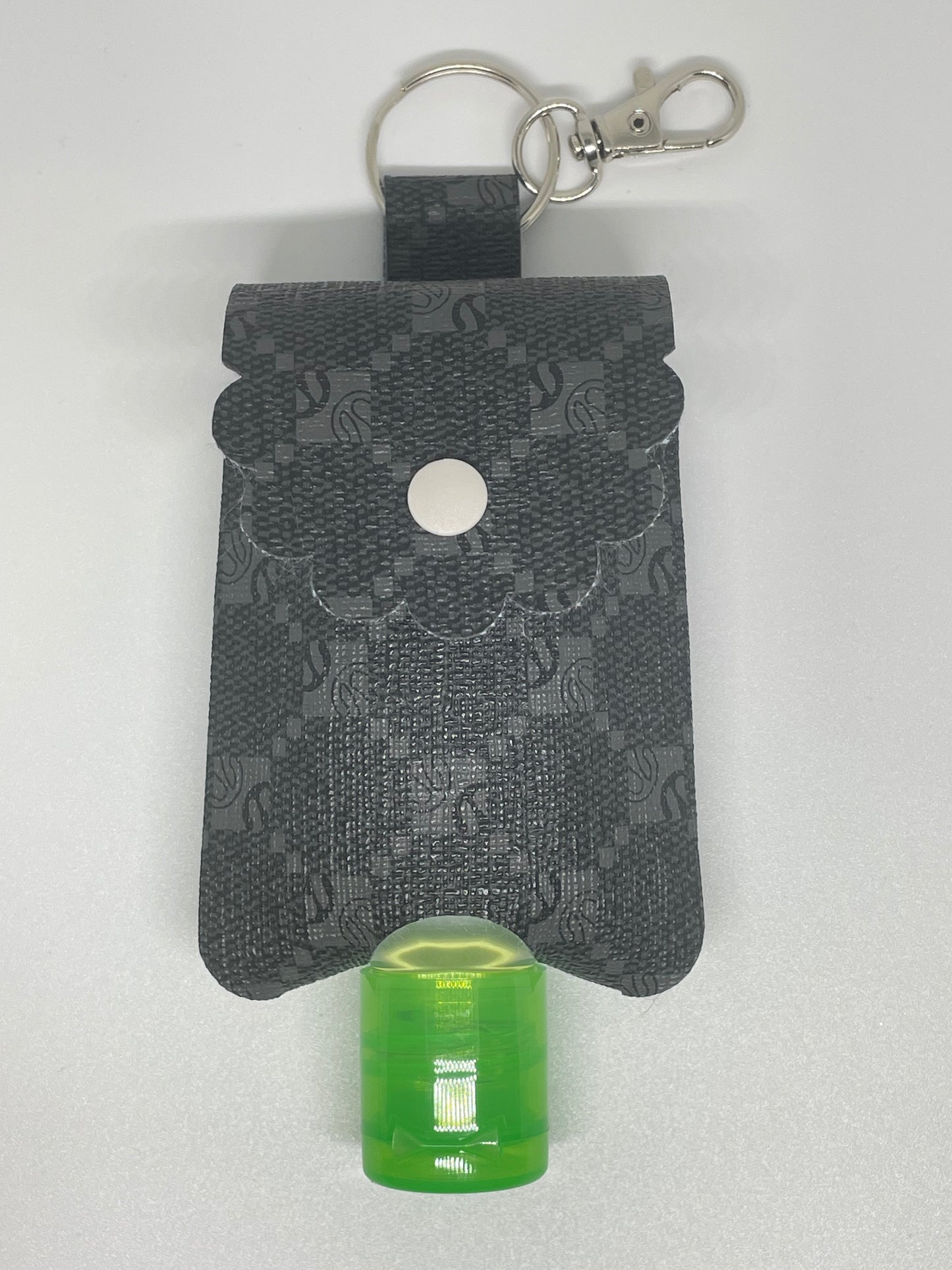 Faux Leather Sanitise Holder Light & Dark Grey Pattern