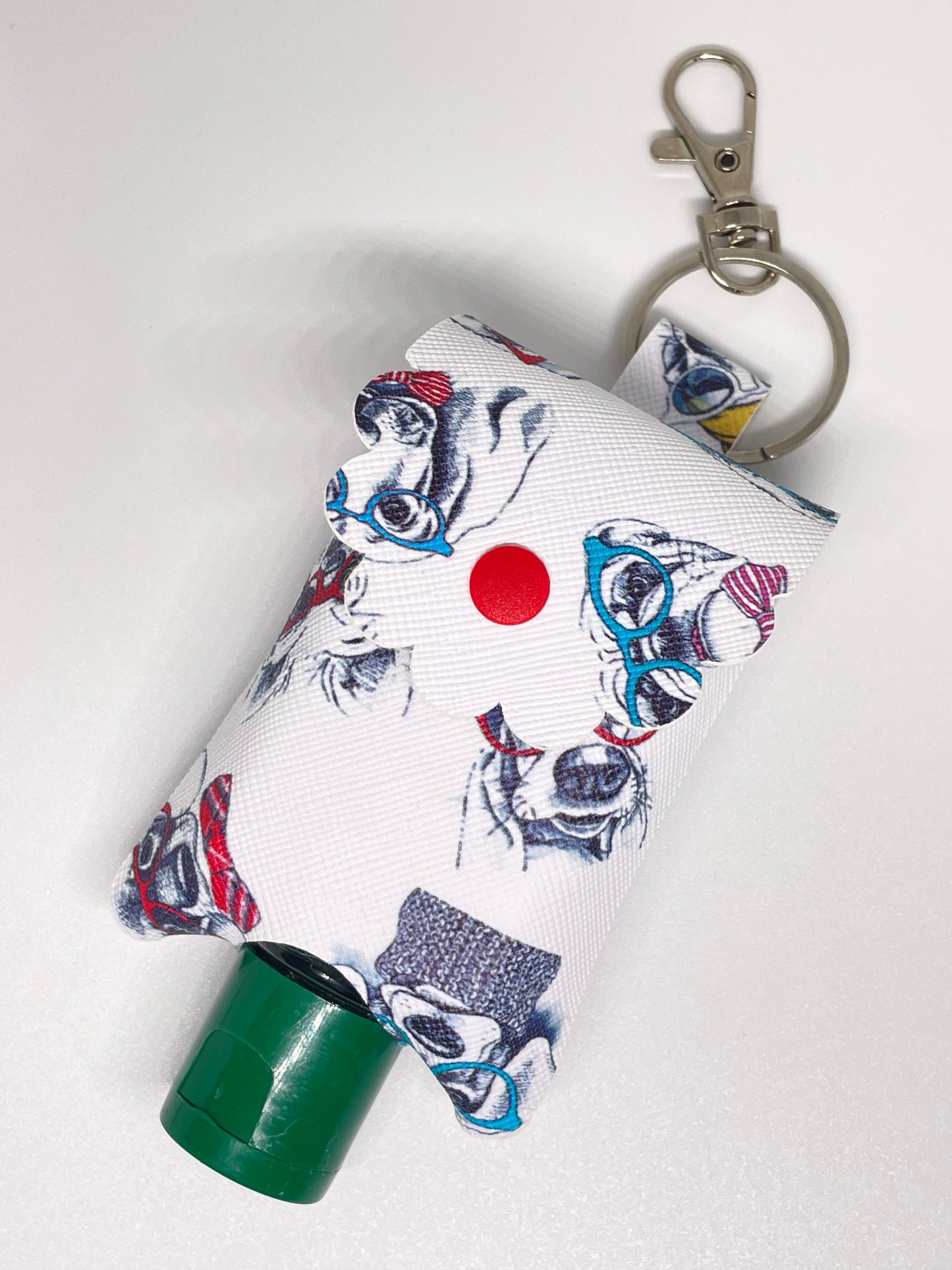 Faux Leather Sanitiser Holder with Dog Print