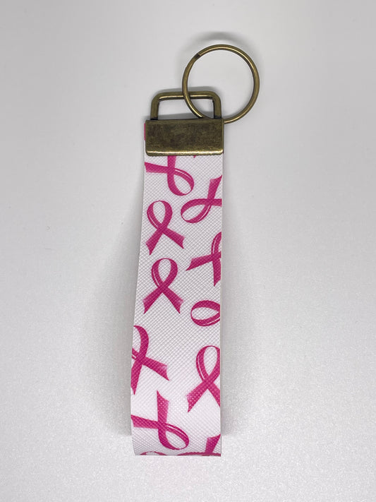 Faux Leather Wristlet - Pink Ribbon
