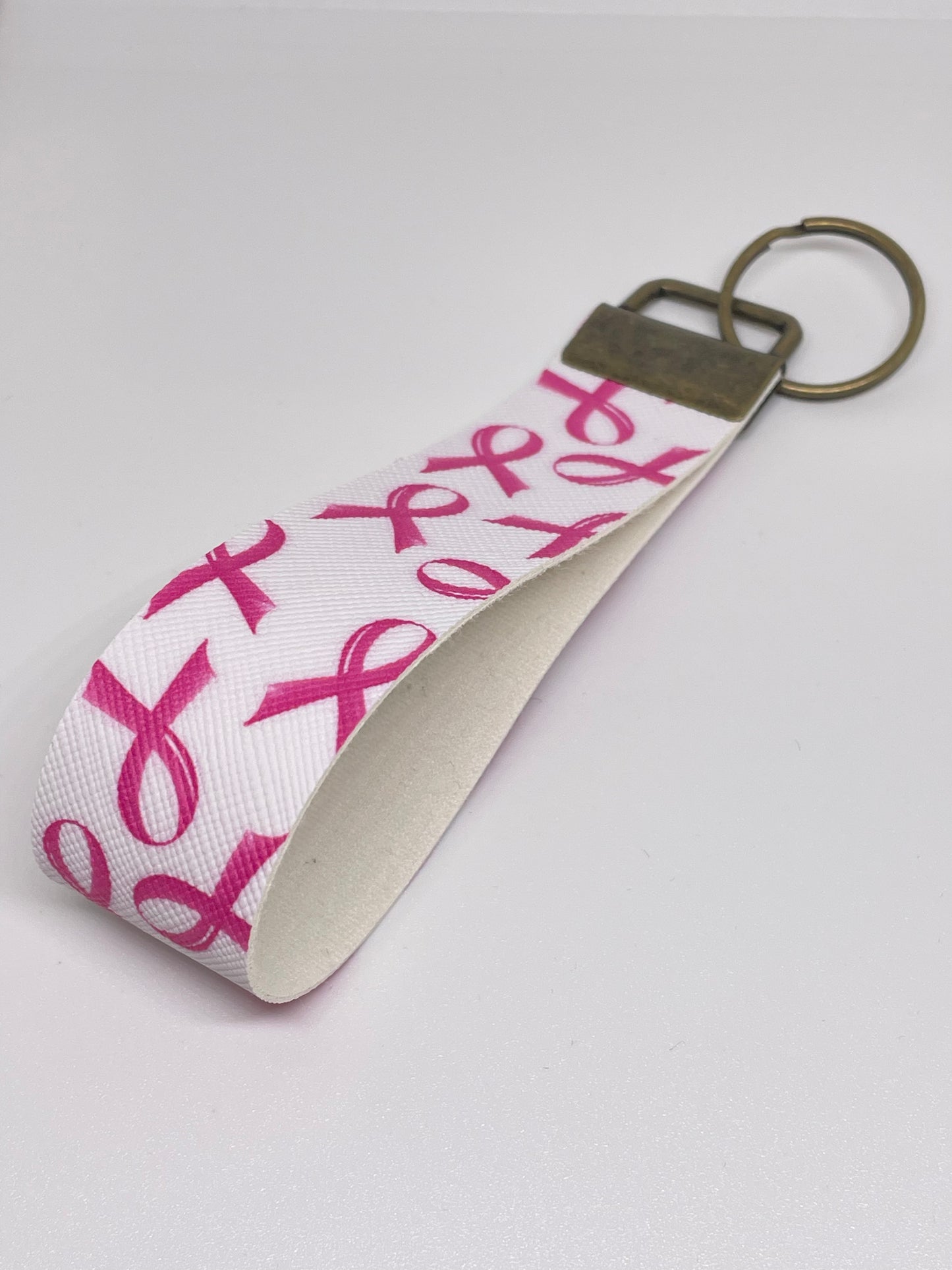 Faux Leather Wristlet - Pink Ribbon