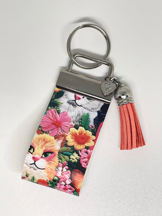 Faux Leather Finger Wristlet Keyring