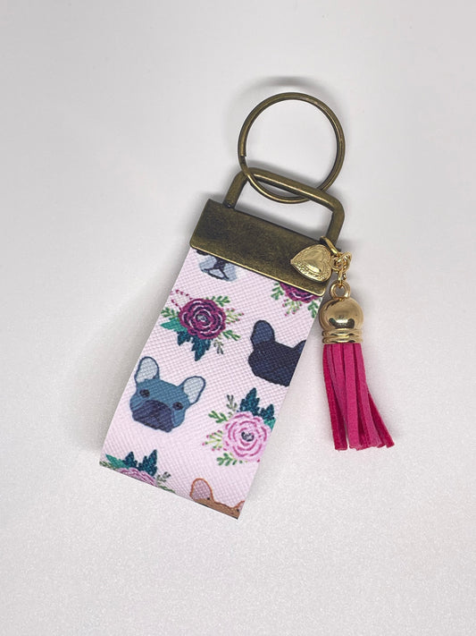 Faux Leather Finger Wristlet Keyring