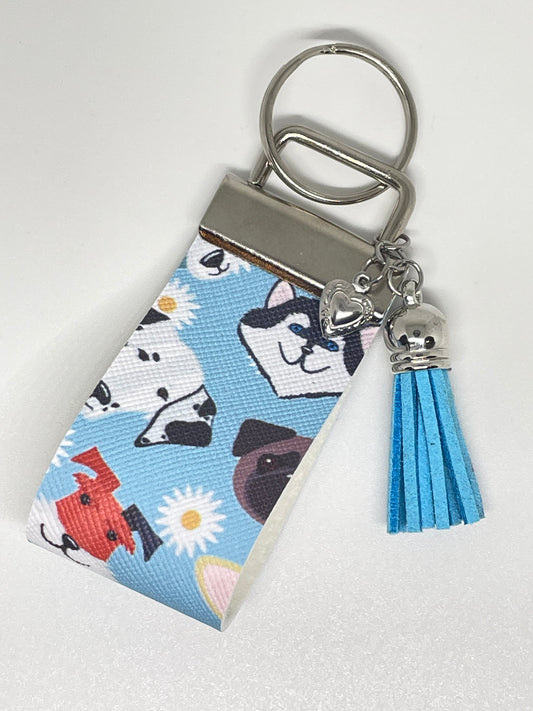 Faux Leather Finger Wristlet Keyring