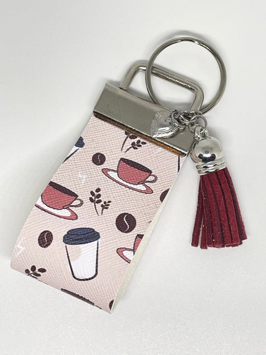 Faux Leather Finger Wristlet Keyring