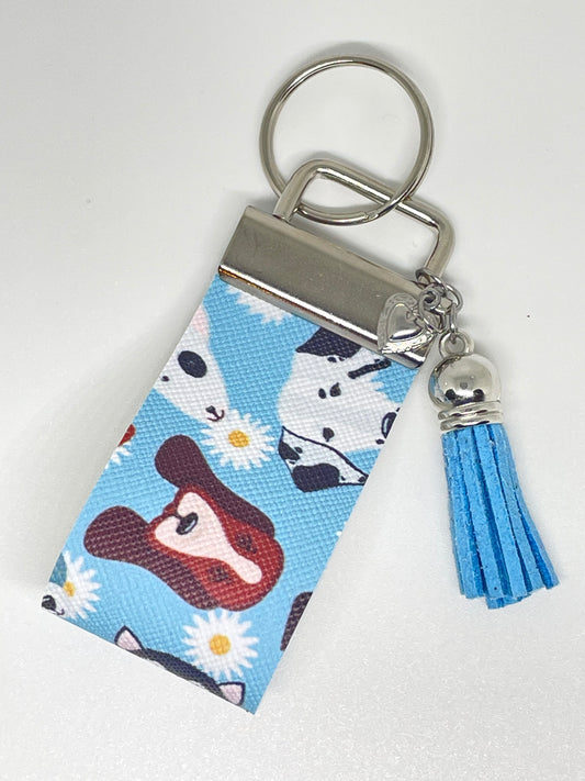 Faux Leather Finger Wristlet Keyring