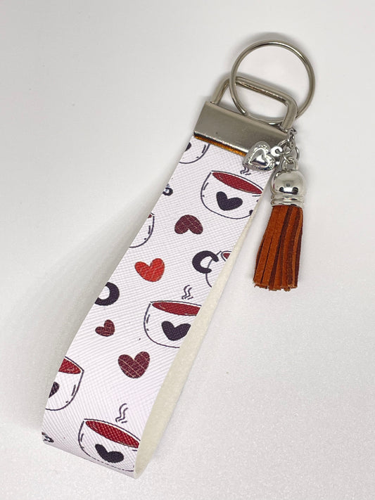 Faux Leather Finger Wristlet Keyring