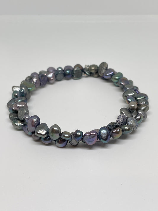 Dyed Freshwater Pearl Bracelet - Grey