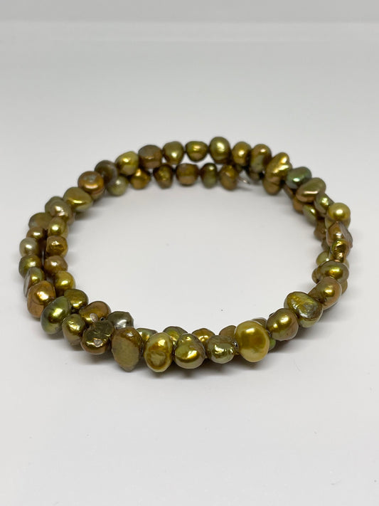 Dyed Freshwater Pearl Bracelet - Mustard Colour