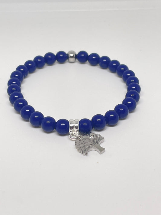 Lapis Lazuli Beaded Bracelet with Tree of Life Charm