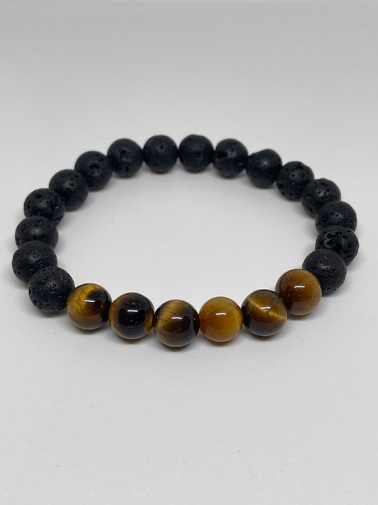 Tigers Eye & Lava Rock Bracelet