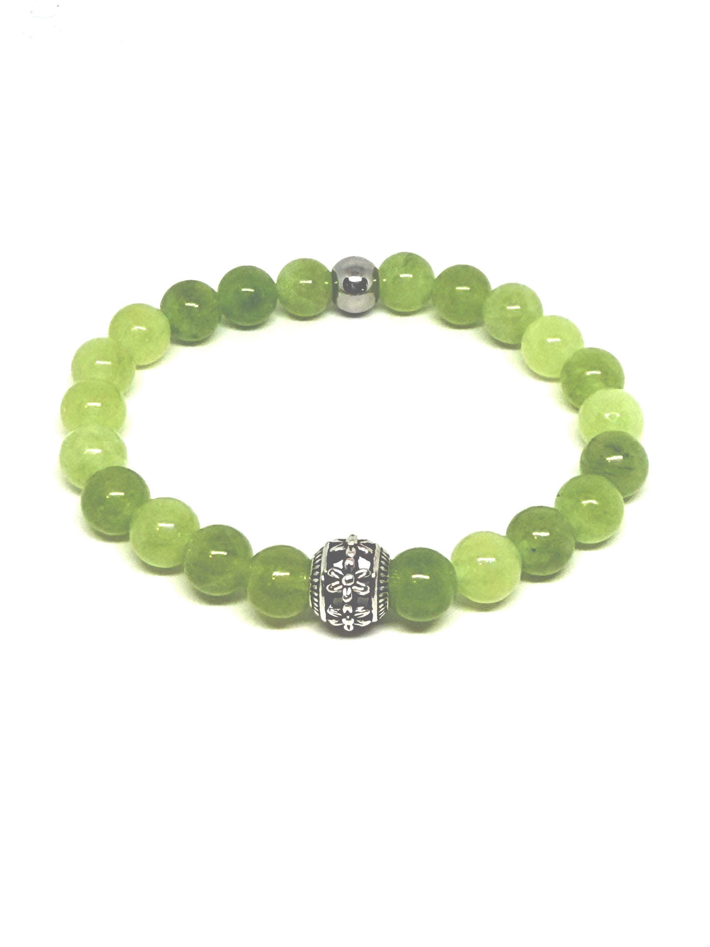 Peridot & Stainless Steel Beaded Bracelet